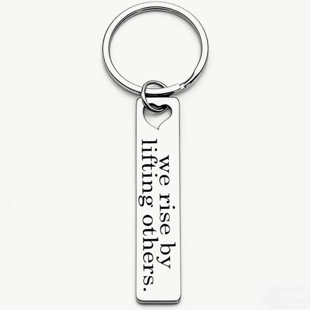 3/$25 We Rise By Lifting Others Stainless Steel Keychain NEW